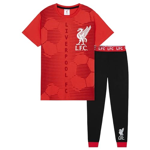 Liverpool F.C. Boys Pyjamas Set Nightwear PJs for Kids Teenagers Football Lounge Wear 4-14 Years Liverpool Gifts for Boys (Red/Black, 13-14 Years)
