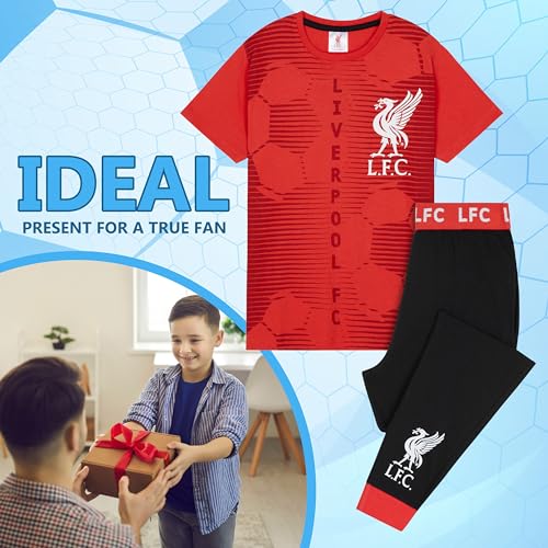 Liverpool F.C. Boys Pyjamas Set Nightwear PJs for Kids Teenagers Football Lounge Wear 4-14 Years Liverpool Gifts for Boys (Red/Black, 13-14 Years)