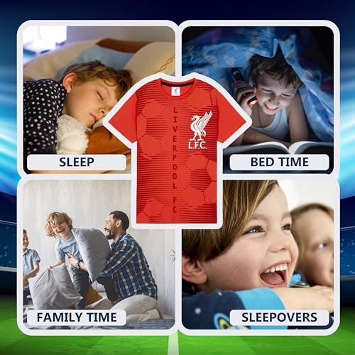 Liverpool F.C. Boys Pyjamas Set Nightwear PJs for Kids Teenagers Football Lounge Wear 4-14 Years Liverpool Gifts for Boys (Red/Black, 13-14 Years)