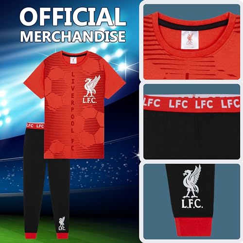 Liverpool F.C. Boys Pyjamas Set Nightwear PJs for Kids Teenagers Football Lounge Wear 4-14 Years Liverpool Gifts for Boys (Red/Black, 13-14 Years)