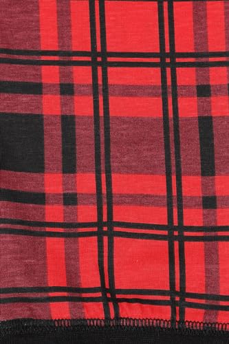 ThePyjamaFactory Children's - Boys Black/Red Pyjamas Plain Long Sleeve Top & Woven Tartan Check Bottoms (13-14 Years)