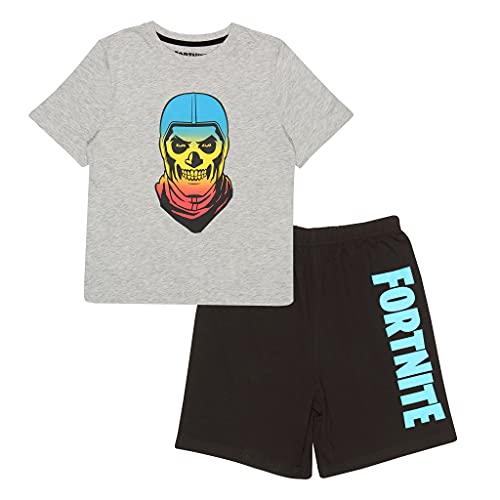 Fortnite Gradient Skull Short Pyjamas Set, Kids, 7-16 Years, Black/Heather Grey, Official Merchandise