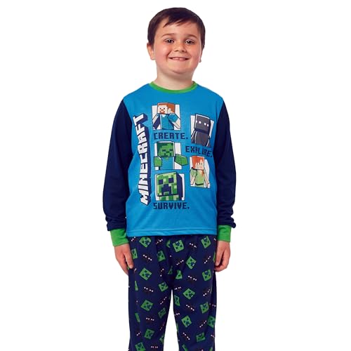 Minecraft Pyjamas | Steve & Creeper Boys Pjs | Long Sleeve Boys' Pyjama Sets | Gamer Pj Set for Kids Multicoloured Age 8 to 9 Years