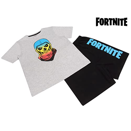 Fortnite Gradient Skull Short Pyjamas Set, Kids, 7-16 Years, Black/Heather Grey, Official Merchandise