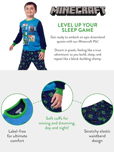 Minecraft Pyjamas | Steve & Creeper Boys Pjs | Long Sleeve Boys' Pyjama Sets | Gamer Pj Set for Kids Multicoloured Age 8 to 9 Years
