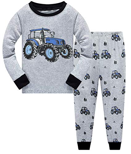 Toddler Boys Pyjamas Set Tractor Pjs for Boy Winter Sleepwear Long Sleeve Nightwear Kids Cotton T-Shirt and Pants 2 Pieces Outfit Christmas Clothes Sets for Children Age 2-3 Years