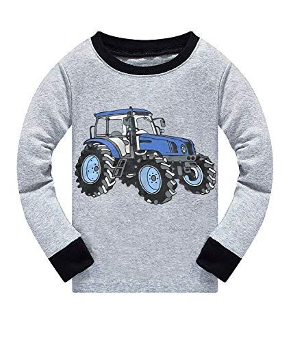 Toddler Boys Pyjamas Set Tractor Pjs for Boy Winter Sleepwear Long Sleeve Nightwear Kids Cotton T-Shirt and Pants 2 Pieces Outfit Christmas Clothes Sets for Children Age 2-3 Years
