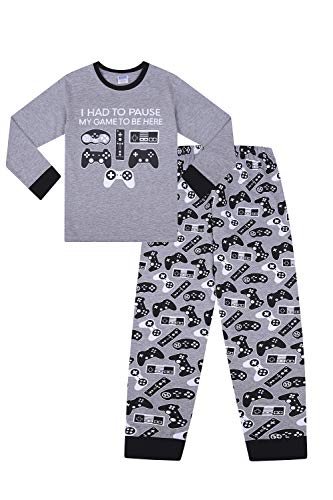 ThePyjamaFactory Boys I Had To Pause My Game to Be Here Gaming Controller Grey Long Cotton Pyjamas (13-14 Years)
