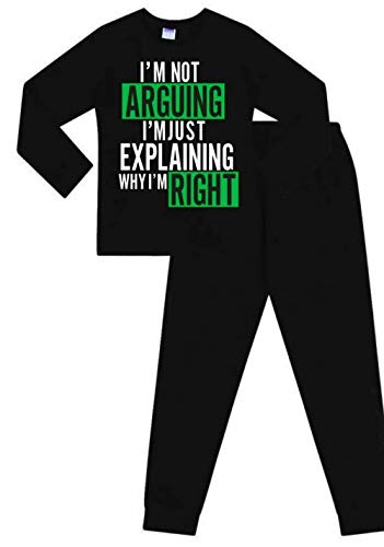 I'm Not Arguing I'm Just Explaining Why I'm Right Cotton Long Pyjamas (13-14 Years) Black