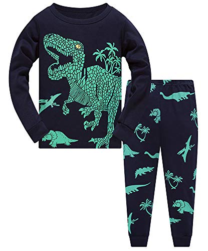 TEDD Boys Pyjamas Dinosaur Nightwear Cotton Toddler Clothes Kids Sleepwear Winter Long Sleeve Christmas Pjs Sets 2 Piece Outfit Xmas Gift 6-7 Years