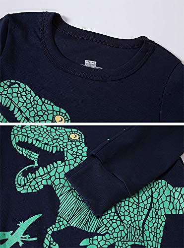 TEDD Boys Pyjamas Dinosaur Nightwear Cotton Toddler Clothes Kids Sleepwear Winter Long Sleeve Christmas Pjs Sets 2 Piece Outfit Xmas Gift 6-7 Years