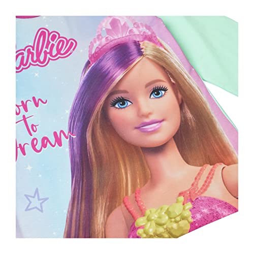 Barbie Girls Pyjamas PJ Set, Doll PJs For Girls, Ages 3 to 10 Years, Official Mattel Merchandise (as8, age, 5_years, 6_years, 5-6 Years) Green