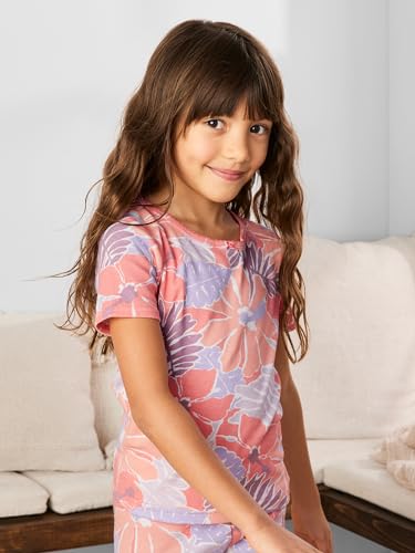 Simple Joys by Carter's Girl's 6-Piece Snug Fit Cotton Pajama Set, Lilac Dots/White Flamingo/Floral, 5 Years (Pack of 3)