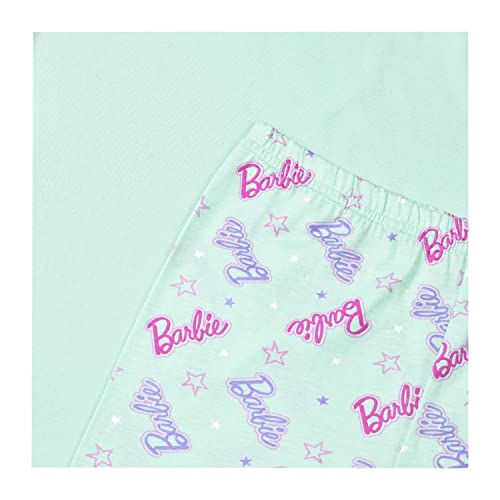 Barbie Girls Pyjamas PJ Set, Doll PJs For Girls, Ages 3 to 10 Years, Official Mattel Merchandise (as8, age, 5_years, 6_years, 5-6 Years) Green