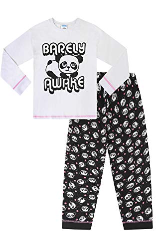 Girls Barely Awake Panda Long Pyjamas Black and White Long Sleeved (9-10 Years)