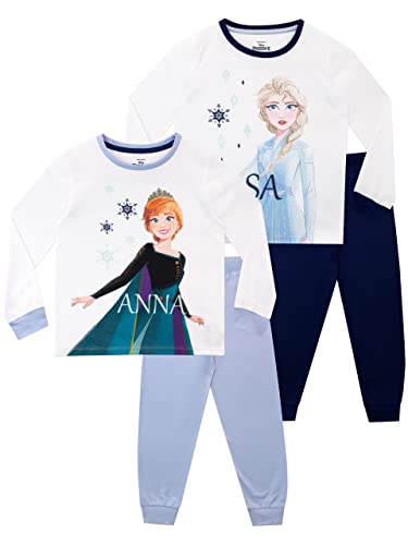 Disney Frozen Pyjamas | 2 Pack Girls Pjs | Anna & Elsa Girls’ Pyjama Sets Multicoloured 5-6 Years