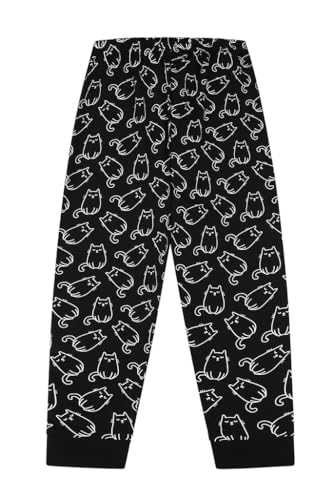 Girls I Can Hear You But I'm Not Listening Cat Long Cotton Pyjama Set (13-14 Years) Black