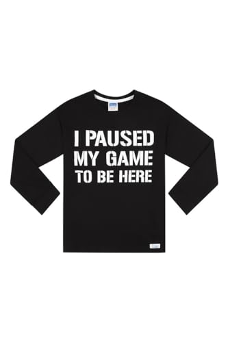 The Pyjama Factory I Paused My Game to Be Here Gaming Woven Long Pyjamas, 13-14 Years, Black