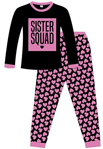 The PyjamaFactory Cool Sister Squad Heart Long Girls Cotton Pyjamas (11-12 Years) Pink