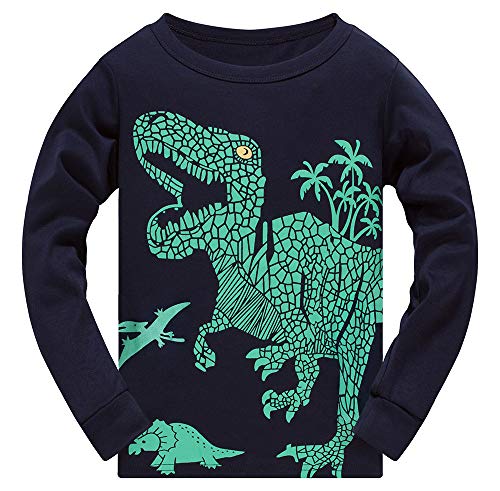 TEDD Boys Pyjamas Dinosaur Nightwear Cotton Toddler Clothes Kids Sleepwear Winter Long Sleeve Christmas Pjs Sets 2 Piece Outfit Xmas Gift 6-7 Years