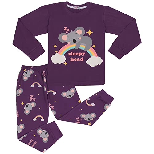 A2Z 4 Kids Girls Pyjamas Children Rainbow & Koala Print Purple PJs 2 Piece - PJS 214 Koala Purple_9-10