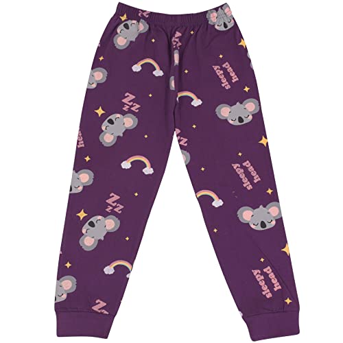 A2Z 4 Kids Girls Pyjamas Children Rainbow & Koala Print Purple PJs 2 Piece - PJS 214 Koala Purple_9-10