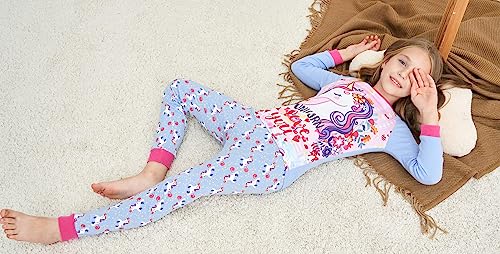 SOIBEEN Girls Pyjamas Set Girls Sleepwear Unicorn Pajamas 100% Cotton PJs 6-7 Years Toddler Clothes Long Sleeve 4-Piece Set