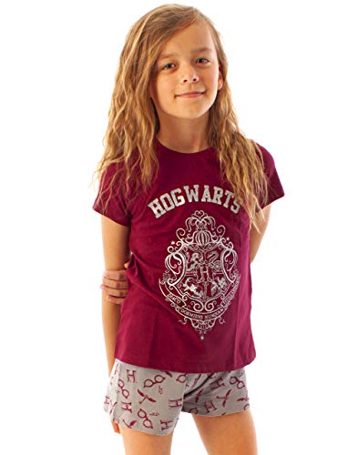 Harry Potter Pyjamas For Girls | Hogwarts Crest Glitter Print Short Leg Pyjamas | Magical Merchandise