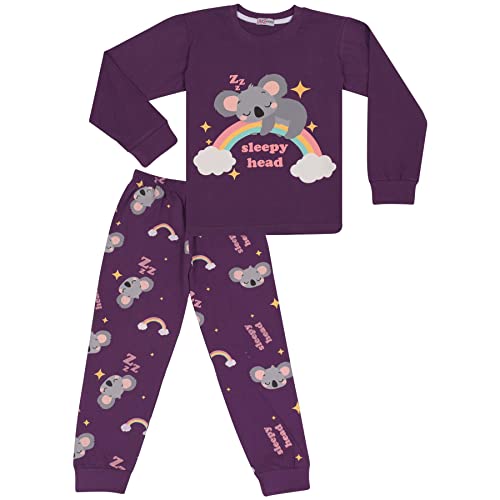 A2Z 4 Kids Girls Pyjamas Children Rainbow & Koala Print Purple PJs 2 Piece - PJS 214 Koala Purple_9-10