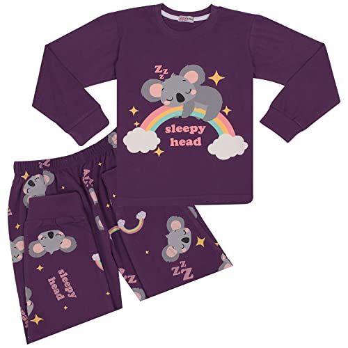 A2Z 4 Kids Girls Pyjamas Children Rainbow & Koala Print Purple PJs 2 Piece - PJS 214 Koala Purple_9-10