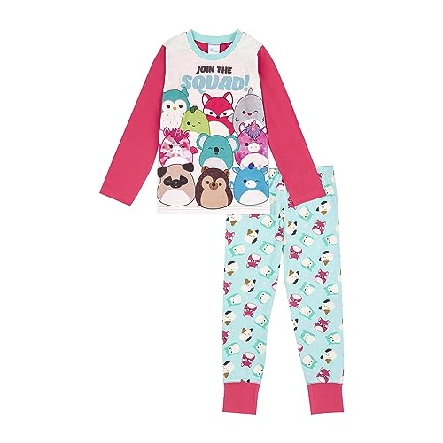 Squishmallows Girls Pyjamas PJs Set, Squish Squad Pjs, Ages 6 to 13 Years Old 11-12 Years Pink