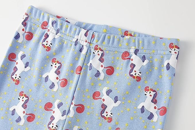 SOIBEEN Girls Pyjamas Set Girls Sleepwear Unicorn Pajamas 100% Cotton PJs 6-7 Years Toddler Clothes Long Sleeve 4-Piece Set