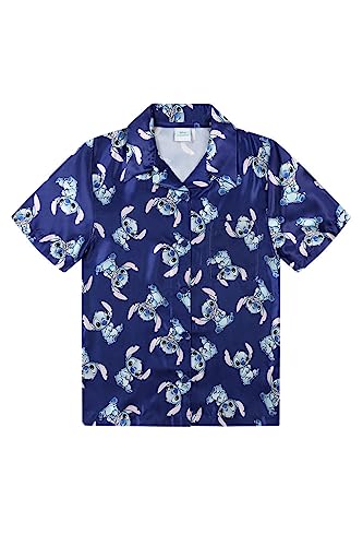 Disney Lilo & Stitch Girls Short Satin Pyjama Set Summer Two Piece Pyjamas Silk Satin sizes 6-12 Years (7-8 Years) Blue