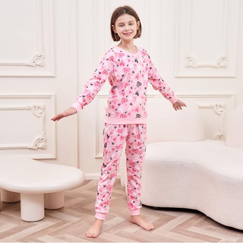 The Essentials Wardrobe Girls LS Pyjamas Set - Sketch Hearts- 8/9 Years