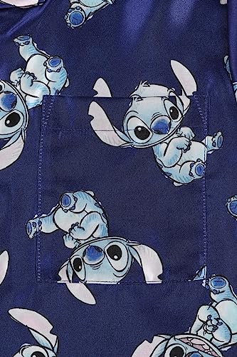 Disney Lilo & Stitch Girls Short Satin Pyjama Set Summer Two Piece Pyjamas Silk Satin sizes 6-12 Years (7-8 Years) Blue