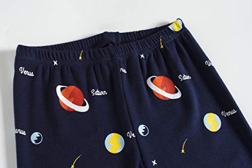 Popshion Boys Pyjamas Set 100% Cotton Planet Pjs Toddler Long Sleeve Sleepwear Kids Clothes 2 Piece Outfit Space T Shirt 6-7 Years