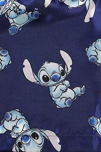 Disney Lilo & Stitch Girls Short Satin Pyjama Set Summer Two Piece Pyjamas Silk Satin sizes 6-12 Years (7-8 Years) Blue