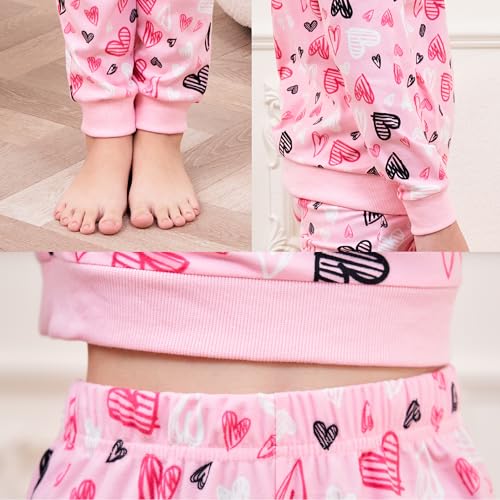 The Essentials Wardrobe Girls LS Pyjamas Set - Sketch Hearts- 8/9 Years