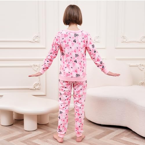 The Essentials Wardrobe Girls LS Pyjamas Set - Sketch Hearts- 8/9 Years