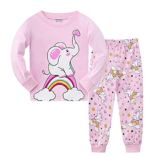 Smazero Girls Pyjamas Sets Cotton Elephant Pjs Kids Long Sleeve Christmas Pajamas for 2-7 Years Children Clothes