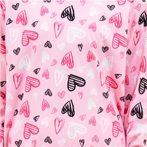 The Essentials Wardrobe Girls LS Pyjamas Set - Sketch Hearts- 8/9 Years
