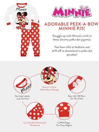 Disney Minnie Mouse Girls Minnie Mouse Pyjamas, Multicoloured, Age 7-8 Years