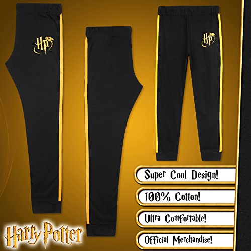 Harry Potter Pyjamas for Girls Teens Nightwear Long Sleeve 100% Cotton Soft Breathable Lounge Wear PJs for Girls Black/Gold Age 7-14 Gifts for Girls (Black/Gold, 11-12 Years)