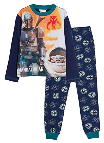 Star Wars Boys Mandalorian Pyjamas Kids Baby Yoda The Child Full Length Pjs Set Nightwear Tee + Lounge Pants Navy 9-10 Years