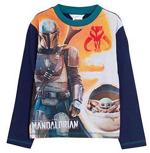 Star Wars Boys Mandalorian Pyjamas Kids Baby Yoda The Child Full Length Pjs Set Nightwear Tee + Lounge Pants Navy 9-10 Years