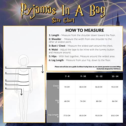 Harry Potter Pyjamas for Girls Teens Nightwear Long Sleeve 100% Cotton Soft Breathable Lounge Wear PJs for Girls Black/Gold Age 7-14 Gifts for Girls (Black/Gold, 11-12 Years)