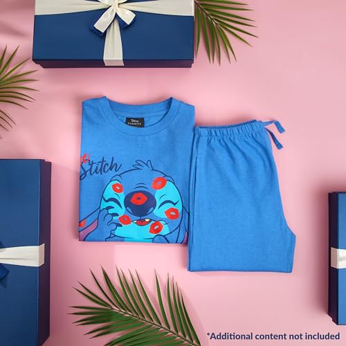 Disney Stitch Girls Pyjamas Kids Teenagers 2 Piece Nightwear Sets Long Girls PJs Soft Breathable Lounge Wear 6-14 Years (Blue, 7-8 Years)