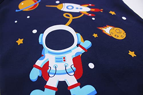 SOIBEEN Pyjamas for Boys Space Nightwear Cotton Clothes Kids Sleepwear Long Sleeve PJs Set 4 Pieces Set 6-7 Years