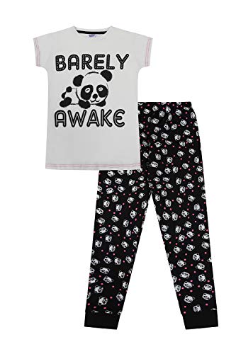 Cute Girls Barely Awake Panda Long Pyjamas (9-10 Years) White