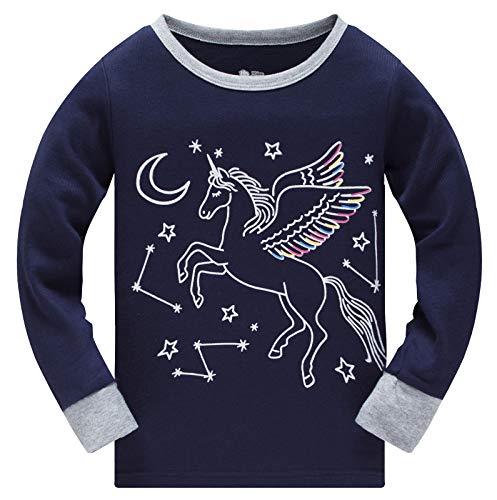 Girls Pyjamas Set Toddler Clothes Cotton Sleepwear Animal Mermaid Printed Nightwear Long Sleeve PJs 2 Piece Outfit Xmas Gift